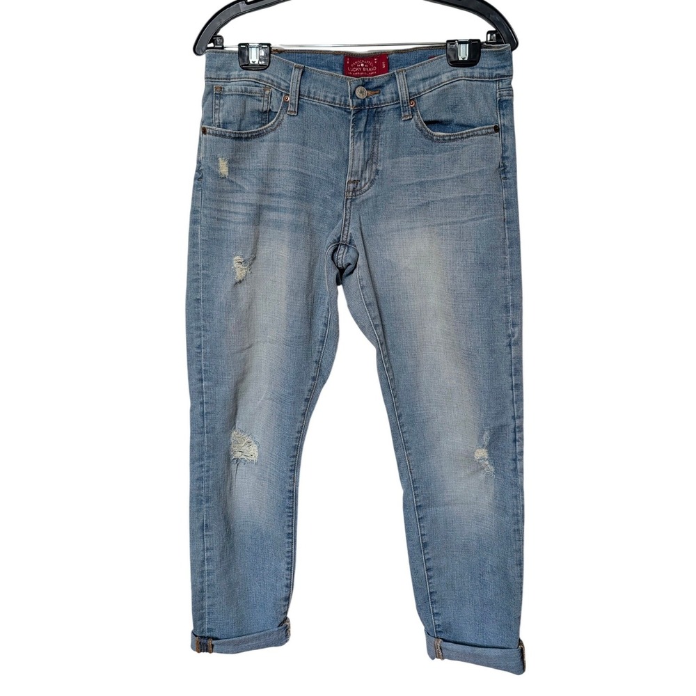 Lucky Brand Sienna Cigarette Blue Denim Jeans Distressed Size 4/27